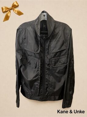 Kane & Unke Men's Windbreaker Jacket Black Size Medium